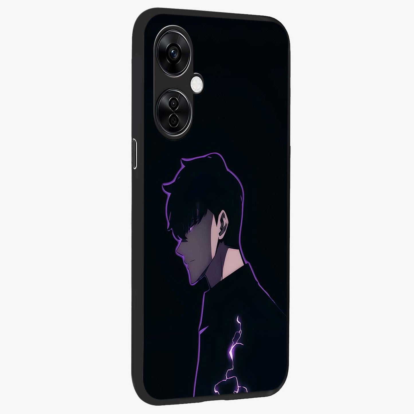 Void Lightning Phantom Glass Case for 1+Nord CE 3 Lite side perspective highlighting sharp energy textures and premium edges