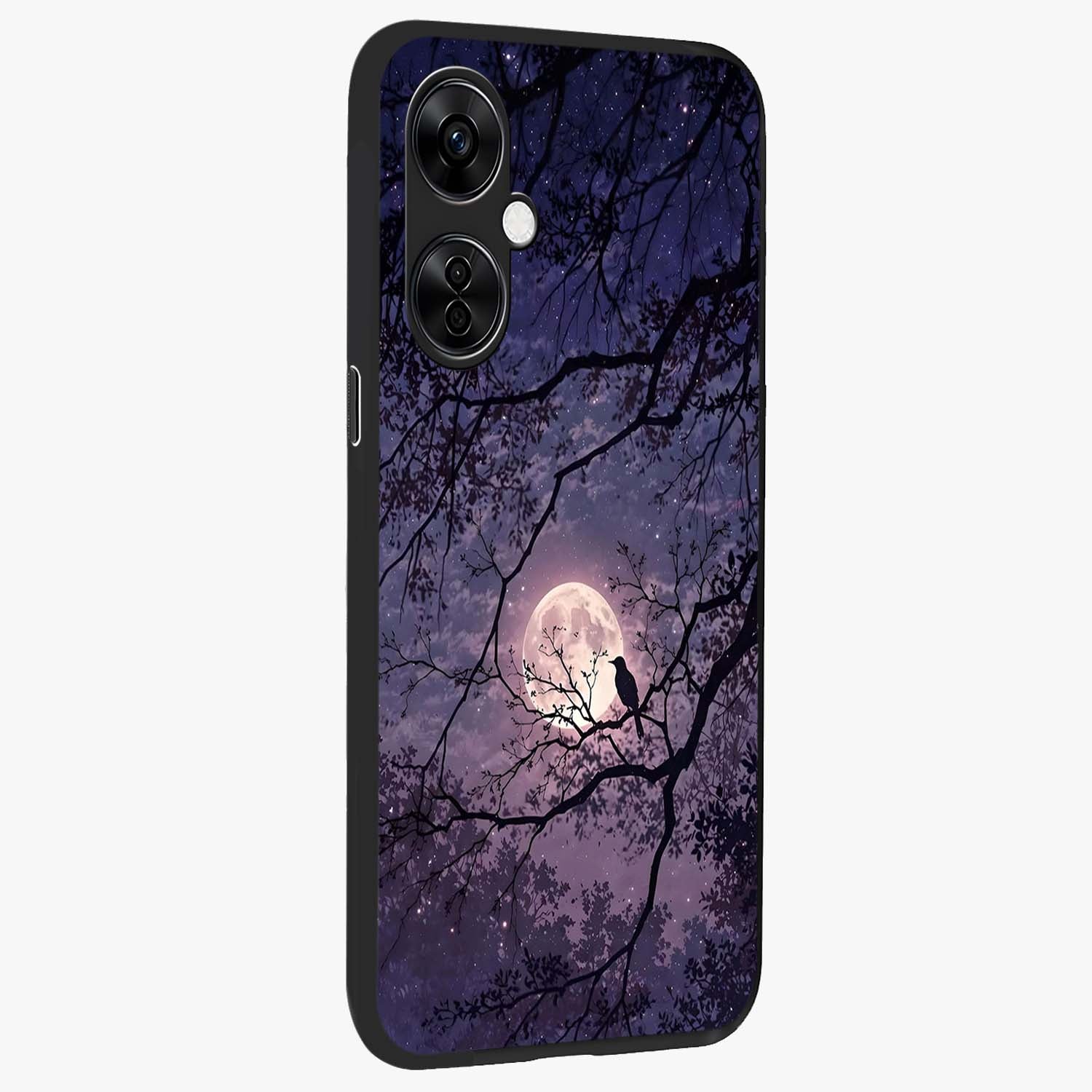 Whispering Moon Silence Glass Case for 1+Nord CE 3 Lite side perspective highlighting smooth lunar textures and sleek premium build