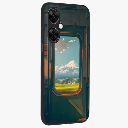 Window to Fuji Glass Case for 1+Nord CE 3 Lite side perspective highlighting detailed horizon textures and smooth premium build