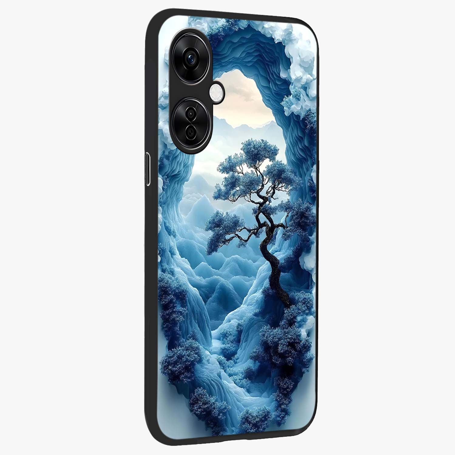 Winter Gate View Glass Case for 1+Nord CE 3 Lite side perspective highlighting calm scenic textures and premium edges