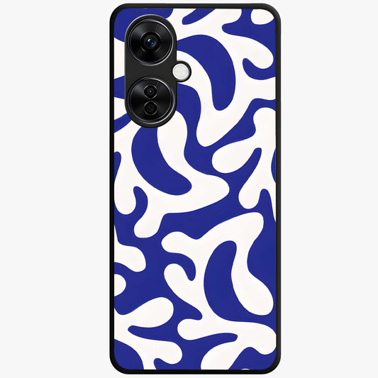 Abstract Coral Waves Glass Case for 1+Nord CE 3 Lite front view featuring flowing ocean inspired coral wave artwork