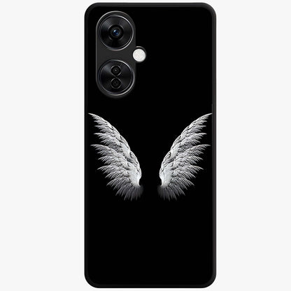 Angel Wing Grace Glass Case for 1+Nord CE 3 Lite elegant front view featuring soft angel wing artwork