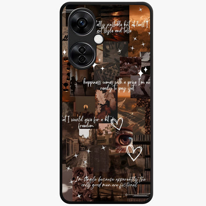 Bittersweet Aesthetic Chaos Glass Case for 1+Nord CE 3 Lite bold front view featuring expressive abstract aesthetic artwork
