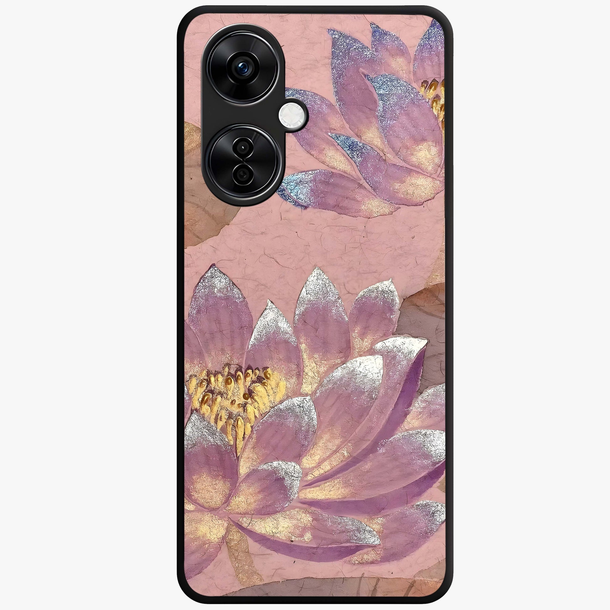 Blossom Mist Lotus Glass Case for 1+Nord CE 3 Lite calm front view featuring lotus flower artwork with misty tones