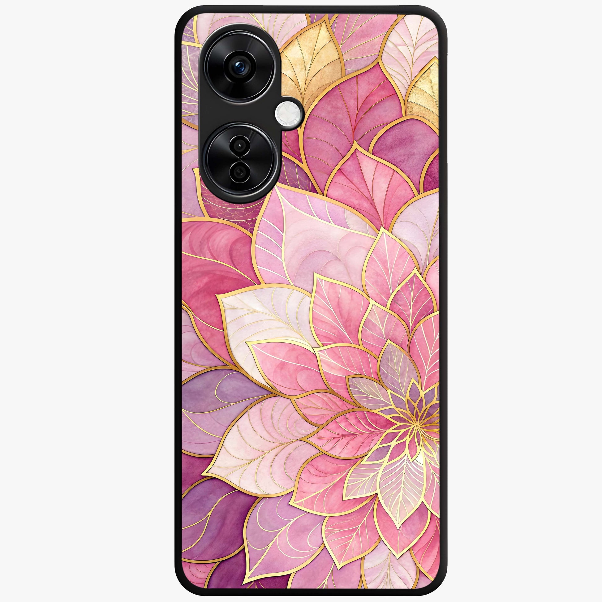 Blush Luxe Bloom Glass Case for 1+Nord CE 3 Lite luxurious front view featuring refined blush floral artwork