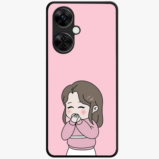 Blushing Love Moment Glass Case for 1+Nord CE 3 Lite romantic front view featuring soft blush love themed artwork