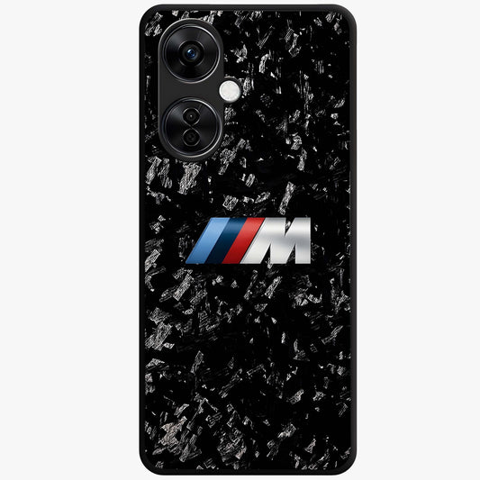 Carbon Speed Mark Glass Case for 1+Nord CE 3 Lite bold front view featuring carbon fiber texture and racing inspired design