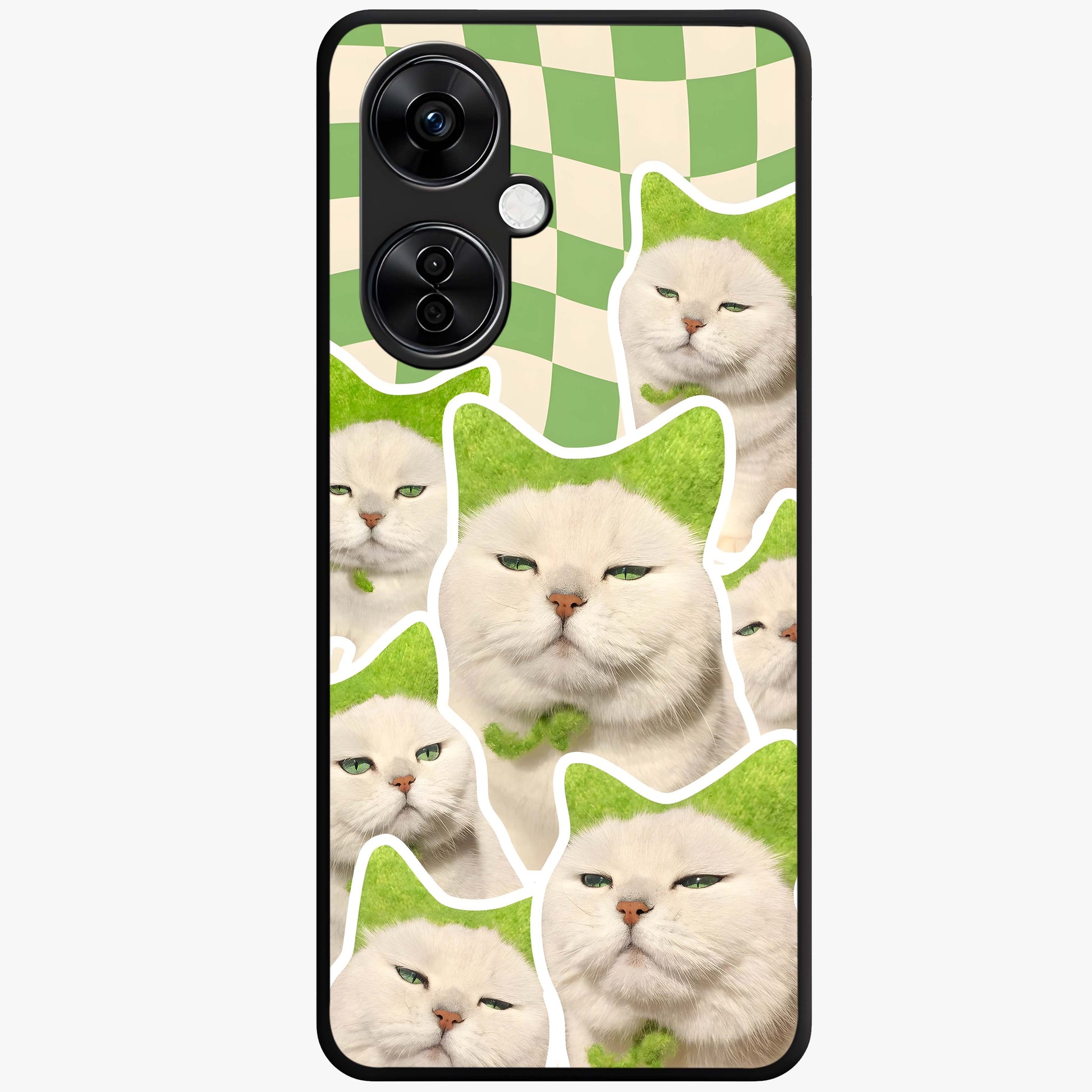 Cats Ethereal Bloom Glass Case for 1+Nord CE 3 Lite artistic front view featuring cat illustration with soft floral bloom accents