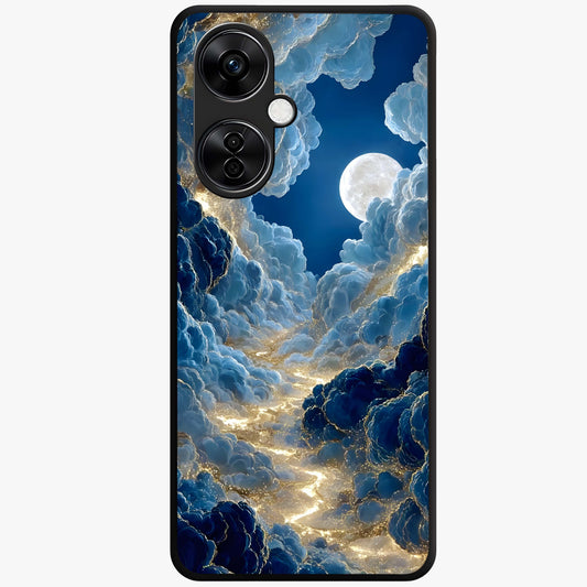 Celestial Cloud Path Glass Case for 1+Nord CE 3 Lite serene front view featuring dreamy cloud pathway artwork