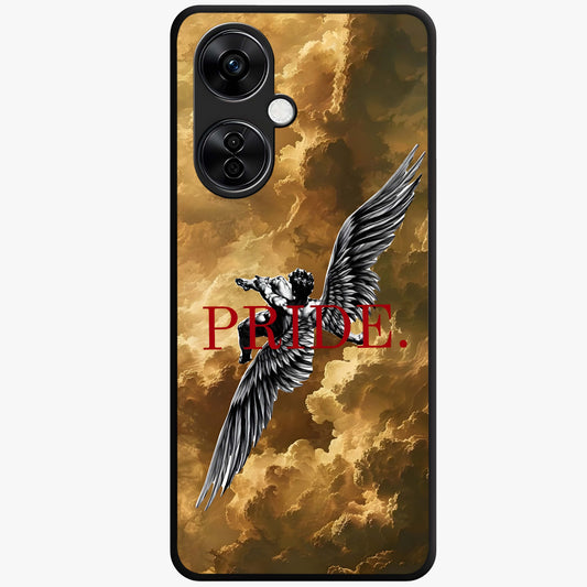 Celestial Fallen Pride Glass Case for 1+Nord CE 3 Lite bold front view featuring dramatic cosmic artwork with dark celestial tones