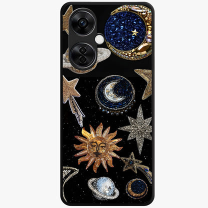 Celestial Gem Constellations Glass Case for 1+Nord CE 3 Lite elegant front view featuring gemstone inspired constellation artwork
