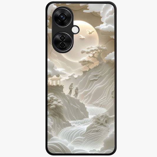 Celestial Origami Glass Case for 1+Nord CE 3 Lite artistic front view featuring folded origami inspired cosmic artwork