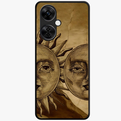Celestial Relic Glow Glass Case for 1+Nord CE 3 Lite mystical front view featuring ancient relic inspired cosmic artwork