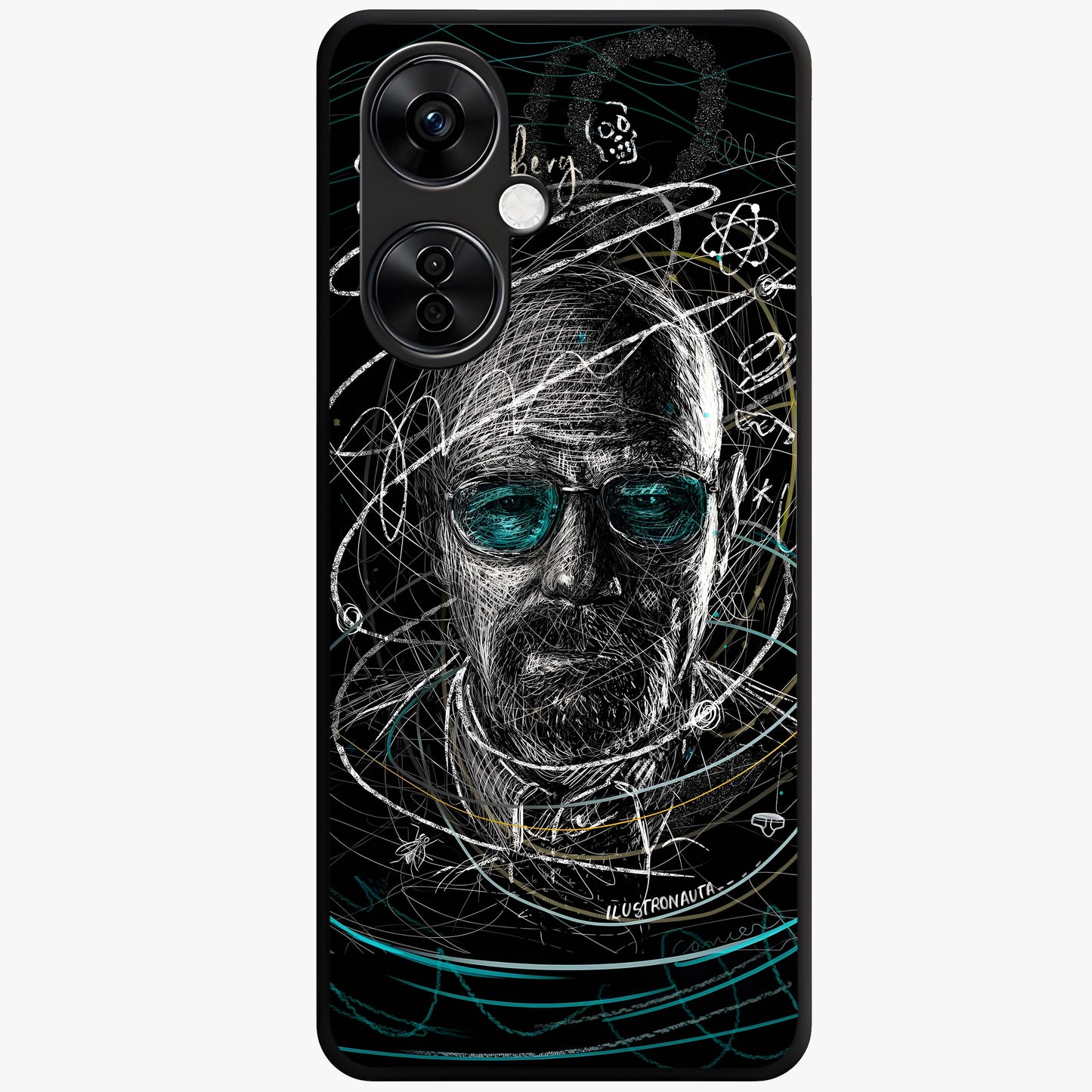 Chaotic Mind Genius Glass Case for 1+Nord CE 3 Lite bold front view featuring expressive abstract typography artwork