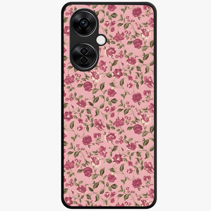 Charming Pink Floral Glass Case for 1+Nord CE 3 Lite soft front view featuring delicate pink floral artwork