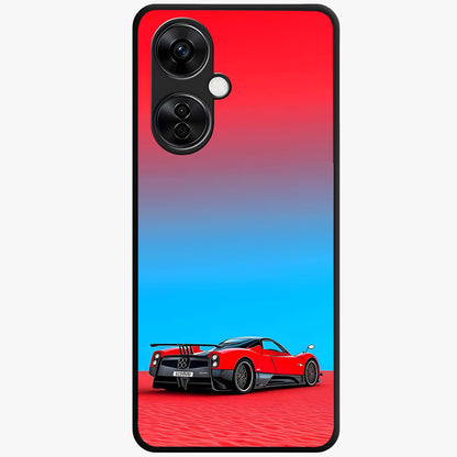 Crimson Speed Mirage Glass Case for 1+Nord CE 3 Lite sleek front view featuring racing inspired red motion artwork