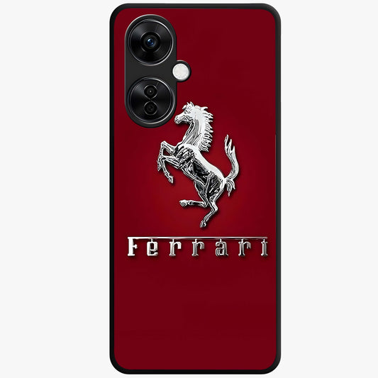 Crimson Stallion Prestige Glass Case for 1+Nord CE 3 Lite powerful front view featuring majestic stallion artwork in crimson tones
