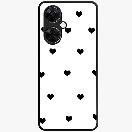 Cute Simple White Hearts Glass Case for 1+Nord Ce 3 Lite powerful front view featuring dark ascension themed artwork