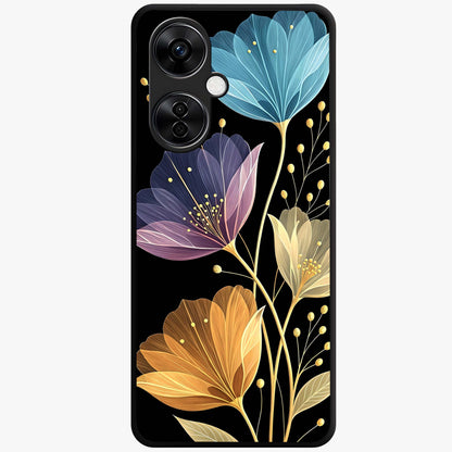Delicate Multicolor Flowers Glass Case for 1+Nord CE 3 Lite vibrant front view featuring soft multicolor floral artwork