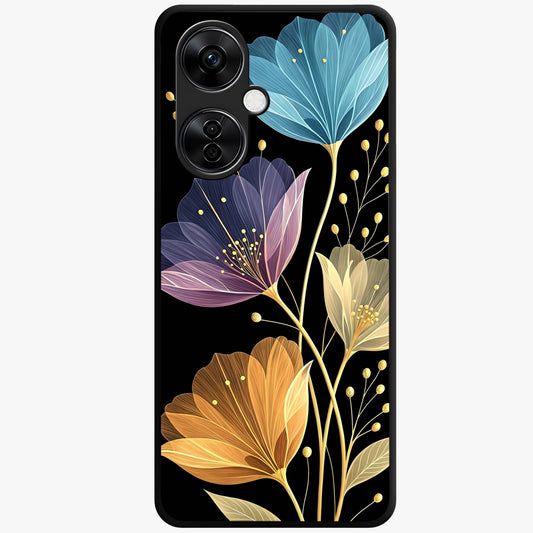 Delicate Multicolor Flowers Glass Case for 1+Nord CE 3 Lite vibrant front view featuring soft multicolor floral artwork