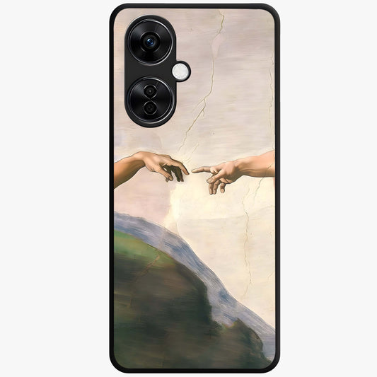 Divine Touch Art Glass Case for 1+Nord CE 3 Lite artistic front view featuring expressive spiritual inspired artwork