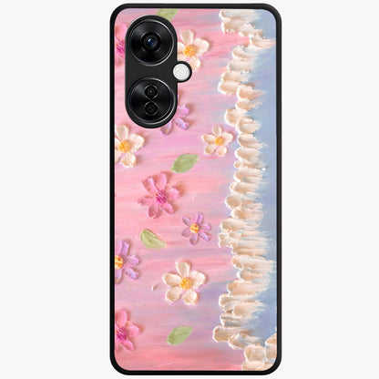 Dreamy Painted Garden Glass Case for 1+Nord CE 3 Lite artistic front view featuring hand painted floral garden artwork