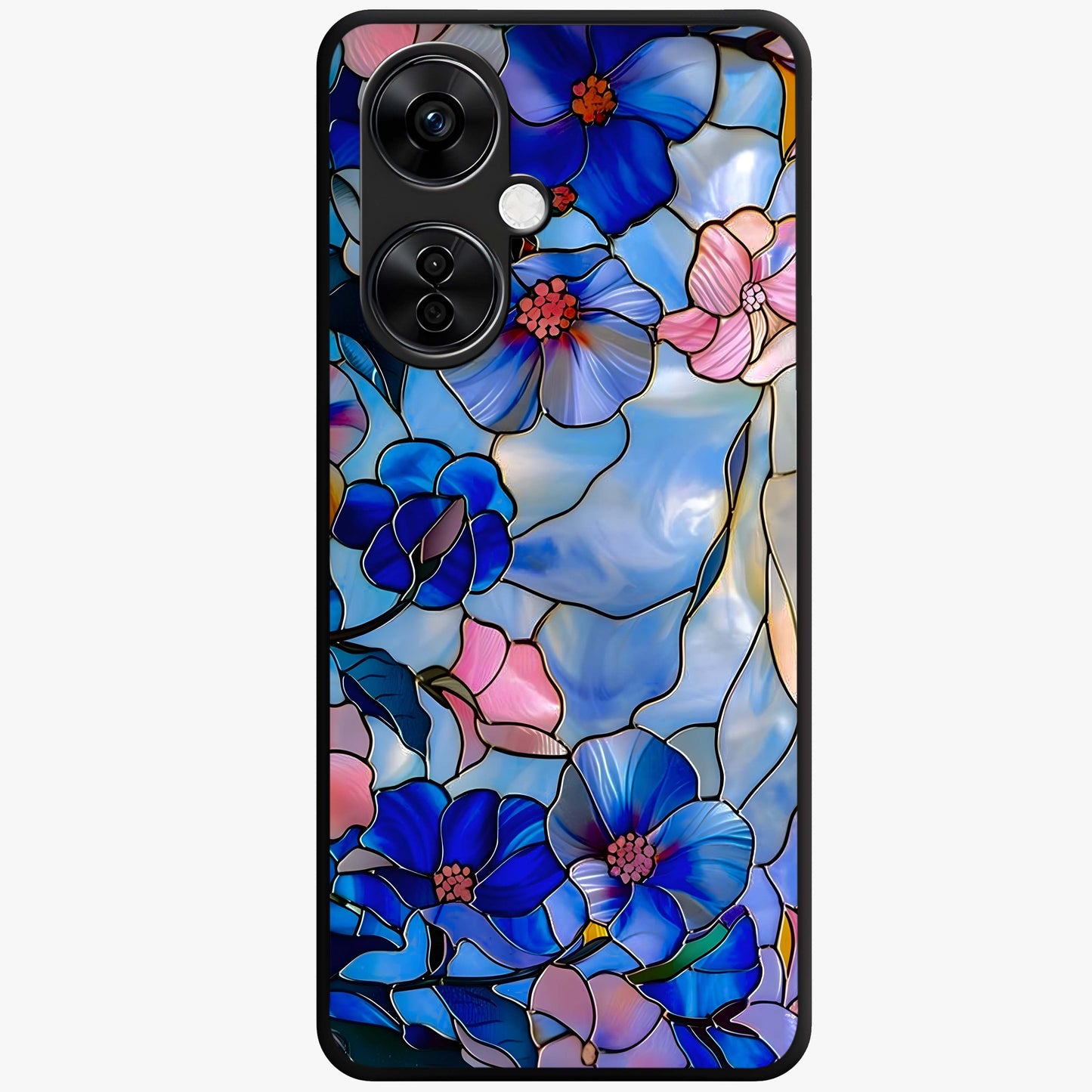 Eternal Floral Stained Glass Case for 1+Nord CE 3 Lite elegant front view featuring stained glass inspired floral artwork