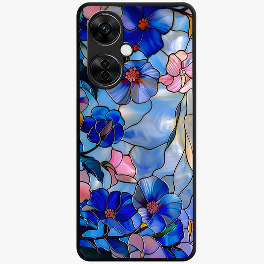 Eternal Floral Stained Glass Case for 1+Nord CE 3 Lite elegant front view featuring stained glass inspired floral artwork
