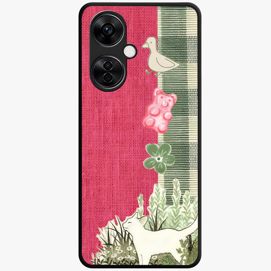 Fabric Patterns Glass Case for 1+Nord CE 3 Lite stylish front view featuring textile inspired pattern artwork