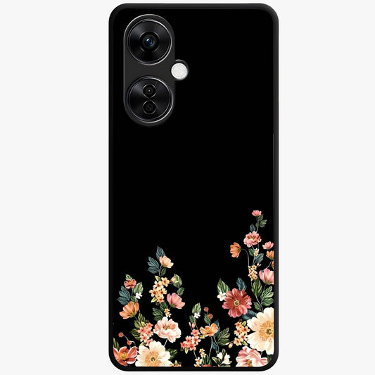 Floral Design With a Custom Personalized Name Glass Case for 1+Nord CE 3 Lite graceful front view featuring floral artwork with personalized name design