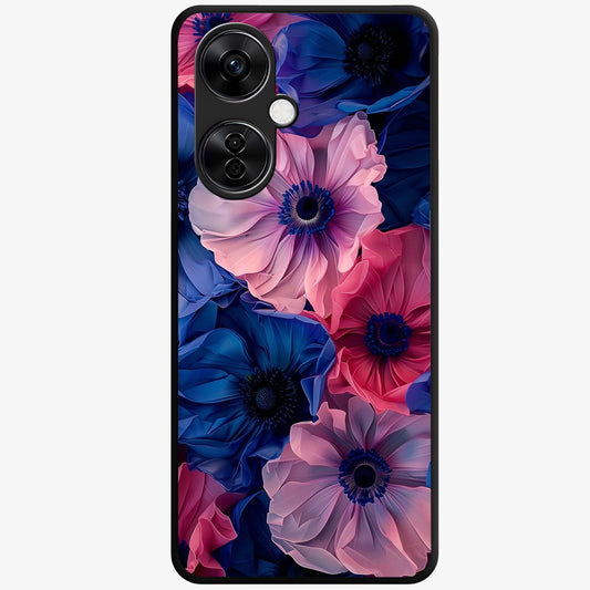 Flower Paper Art Pattern Glass Case for 1+Nord CE 3 Lite creative front view featuring layered paper style floral artwork