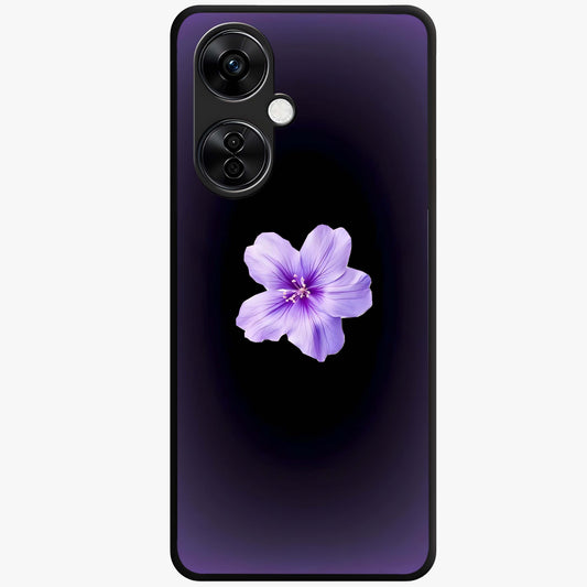 Flower on Soft Violet Gradient Glass Case for 1+Nord CE 3 Lite elegant front view featuring floral artwork over smooth violet gradient