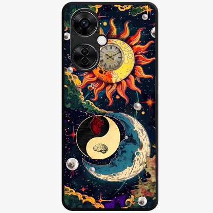 Future Universe Glass Case for 1+Nord CE 3 Lite futuristic front view featuring cosmic inspired abstract artwork