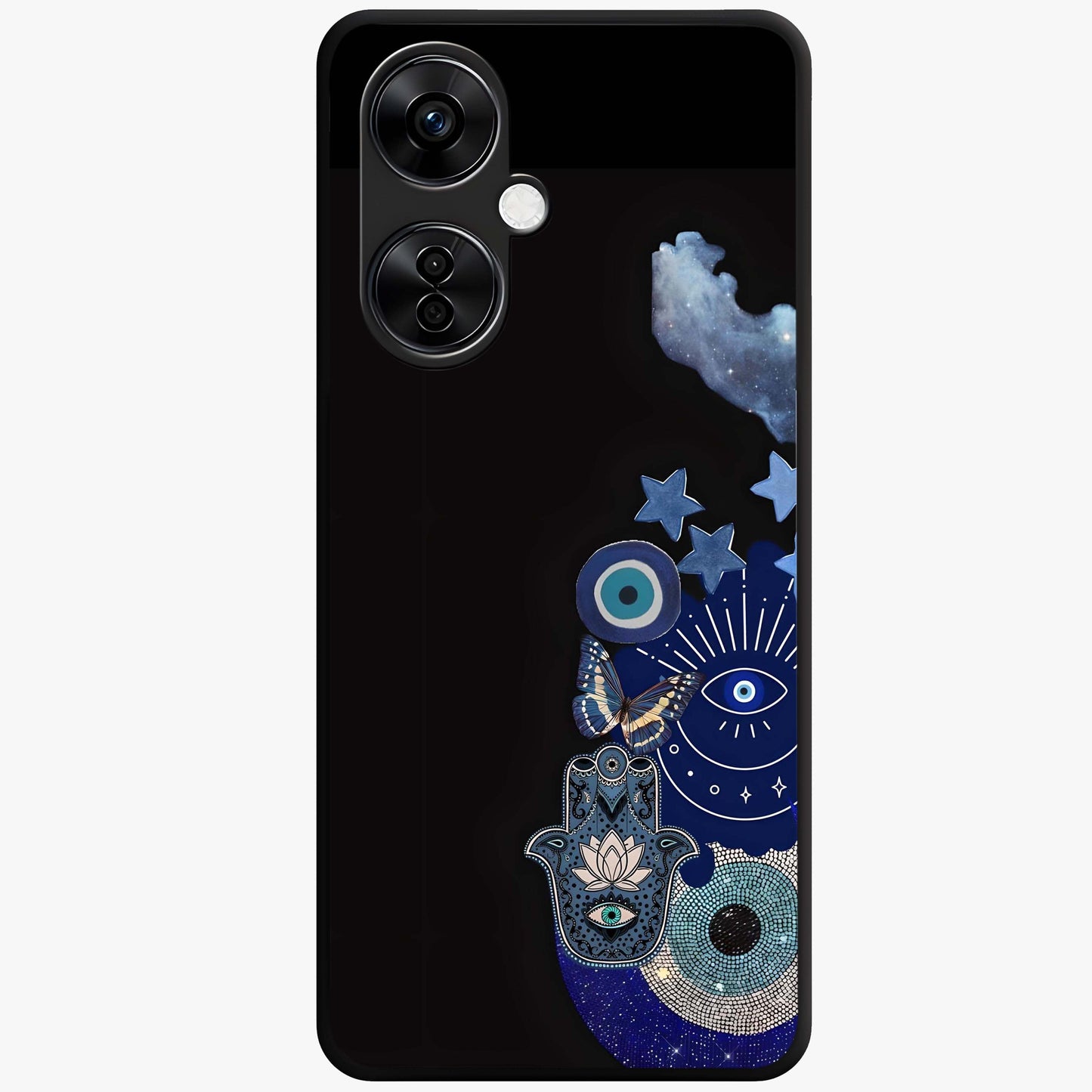 Galactic Charm Cluster Glass Case for 1+Nord CE 3 Lite artistic front view featuring clustered cosmic charm artwork