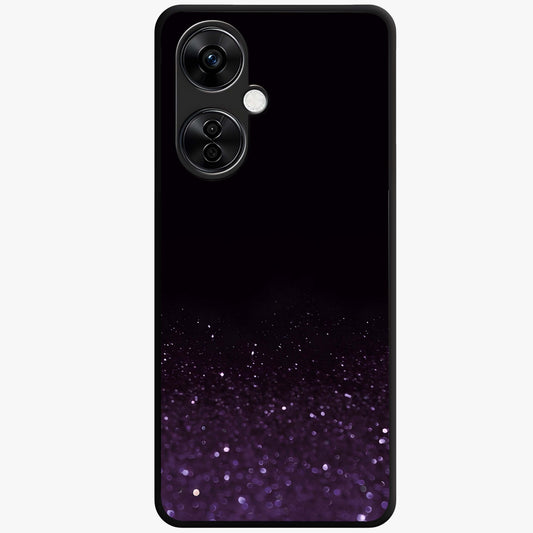 Glittery Purple Bokeh Glass Case for 1+Nord CE 3 Lite vibrant front view featuring sparkling purple bokeh artwork