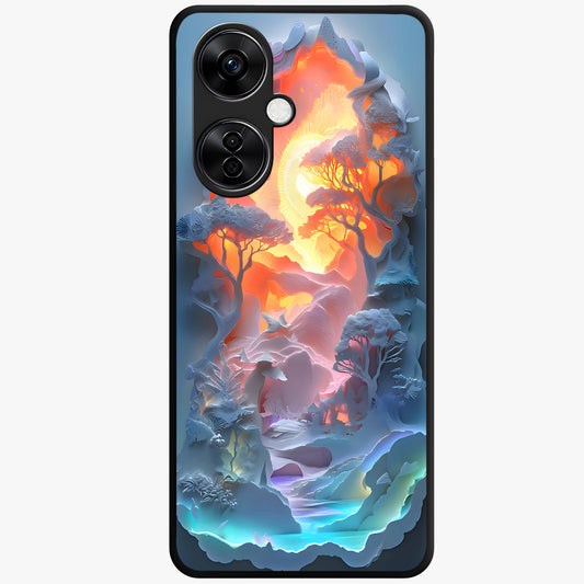 Glow Forest Portal Glass Case for 1+Nord CE 3 Lite mystical front view featuring glowing forest gateway artwork