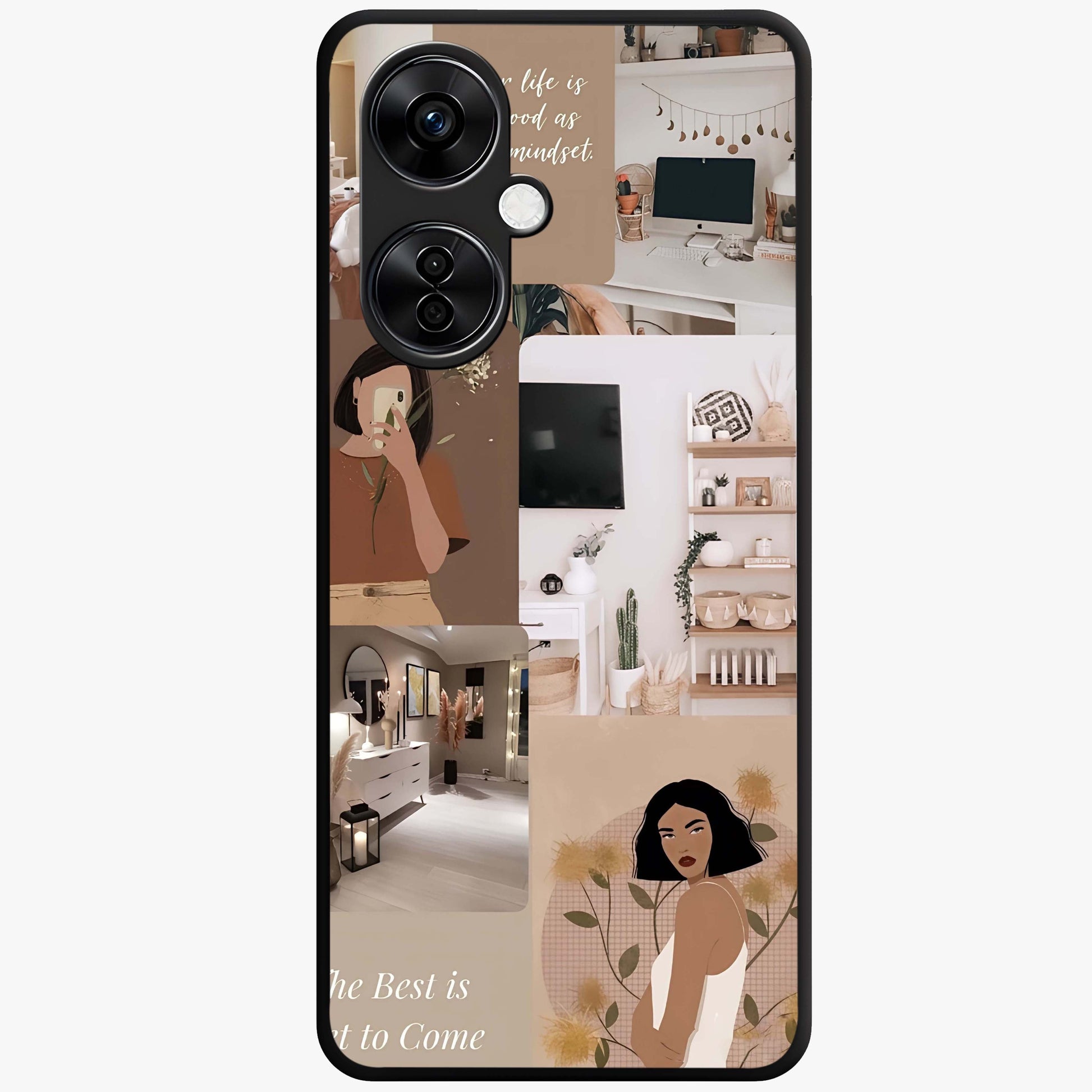 Golden Mind Moment Glass Case for 1+Nord CE 3 Lite artistic front view featuring abstract golden inspired artwork