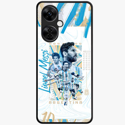 Golden Number Ten Glass Case for 1+Nord CE 3 Lite bold front view featuring stylish number ten artwork in golden tones