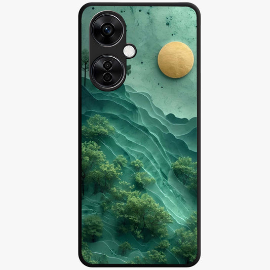 Green Hills With Sun Glass Case for 1+Nord CE 3 Lite scenic front view featuring rolling hills under warm sunlight