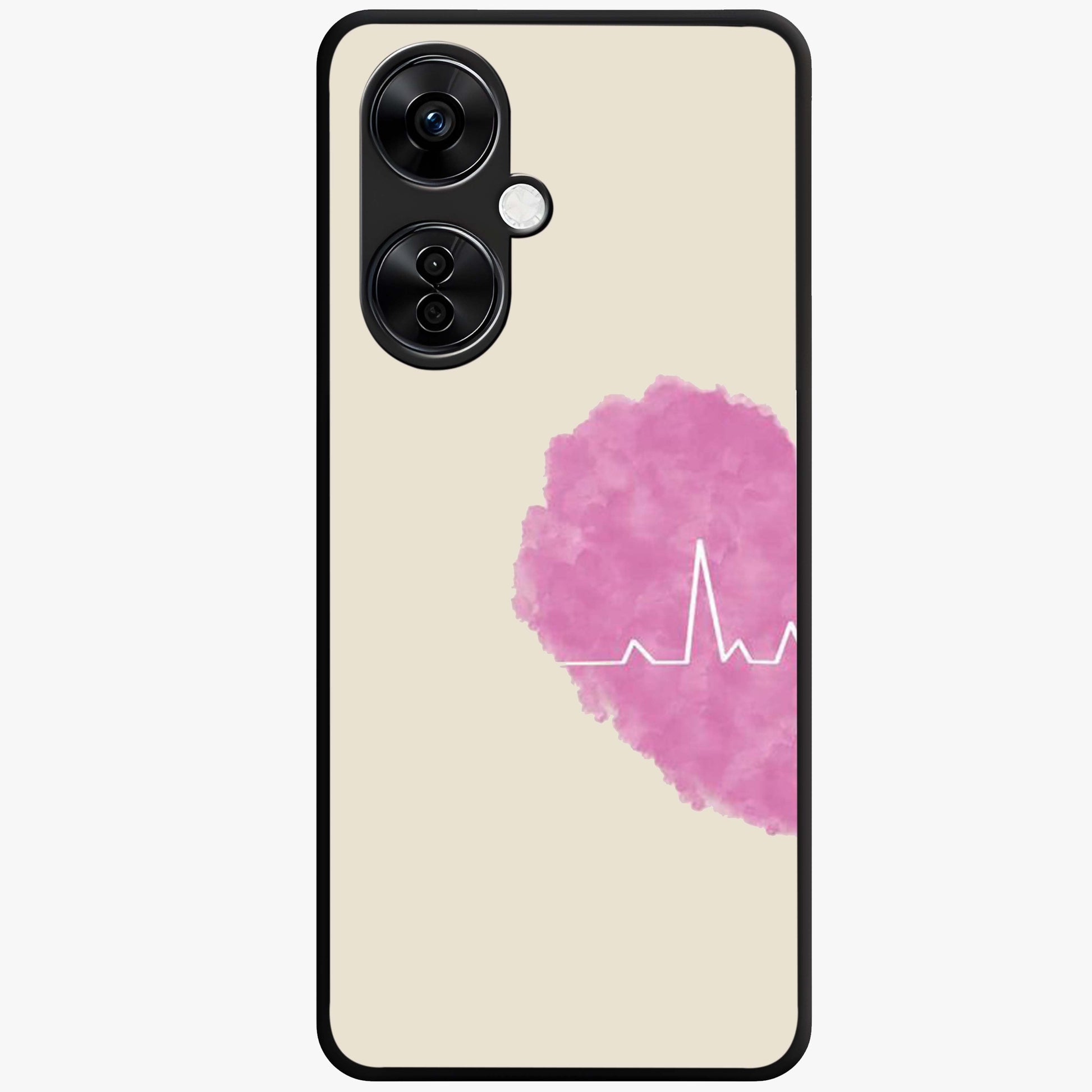 Heartbeat of Love Glass Case for 1+Nord CE 3 Lite romantic front view featuring heartbeat inspired love artwork