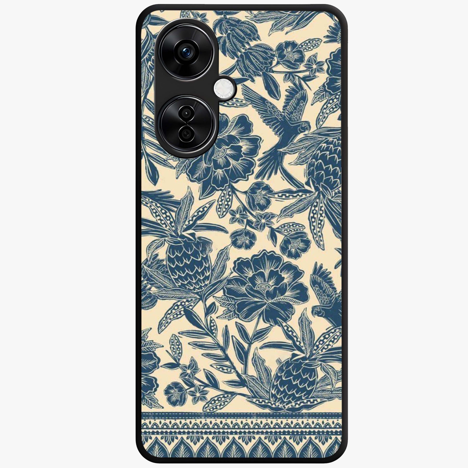 Heirloom Wild Bloom Glass Case for 1+Nord CE 3 Lite elegant front view featuring vintage inspired wild floral artwork