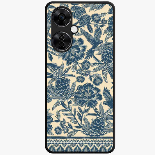 Heirloom Wild Bloom Glass Case for 1+Nord CE 3 Lite elegant front view featuring vintage inspired wild floral artwork