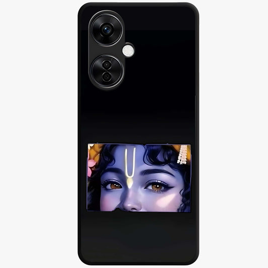 Krishna Divine Embrace Glass Case for 1+Nord CE 3 Lite serene front view featuring devotional Krishna inspired artwork
