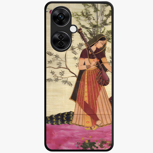 Lady With Veena Art Glass Case for 1+Nord CE 3 Lite elegant front view featuring classical musical inspired artwork