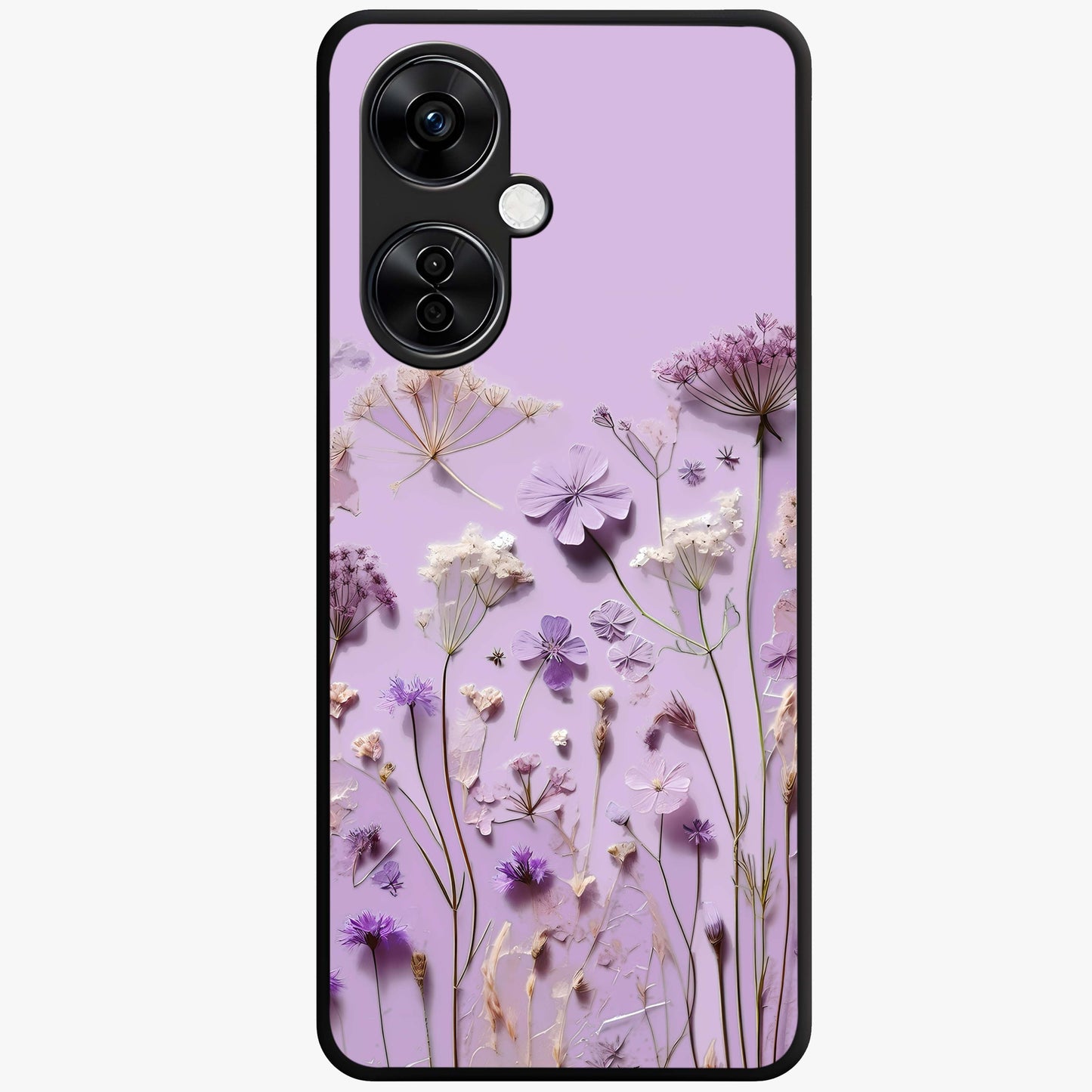 Lavender Blossom Dream Glass Case for 1+Nord CE 3 Lite soft front view featuring delicate lavender floral artwork