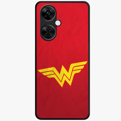 Legendary Wonder Power Glass Case for 1+Nord CE 3 Lite dynamic front view featuring bold superhero inspired artwork