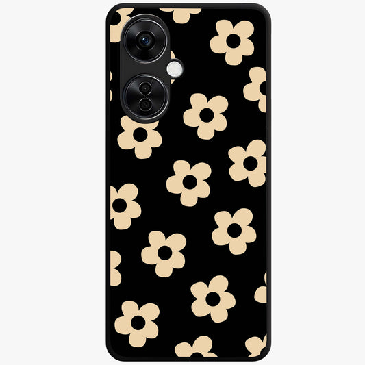 Little Daisy Flower Retro Pattern Glass Case for 1+Nord CE 3 Lite cheerful front view featuring retro daisy floral pattern artwork