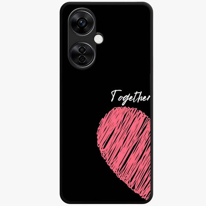 Love Forever Together Left Glass Case for 1+Nord CE 3 Lite romantic front view featuring couple themed artwork