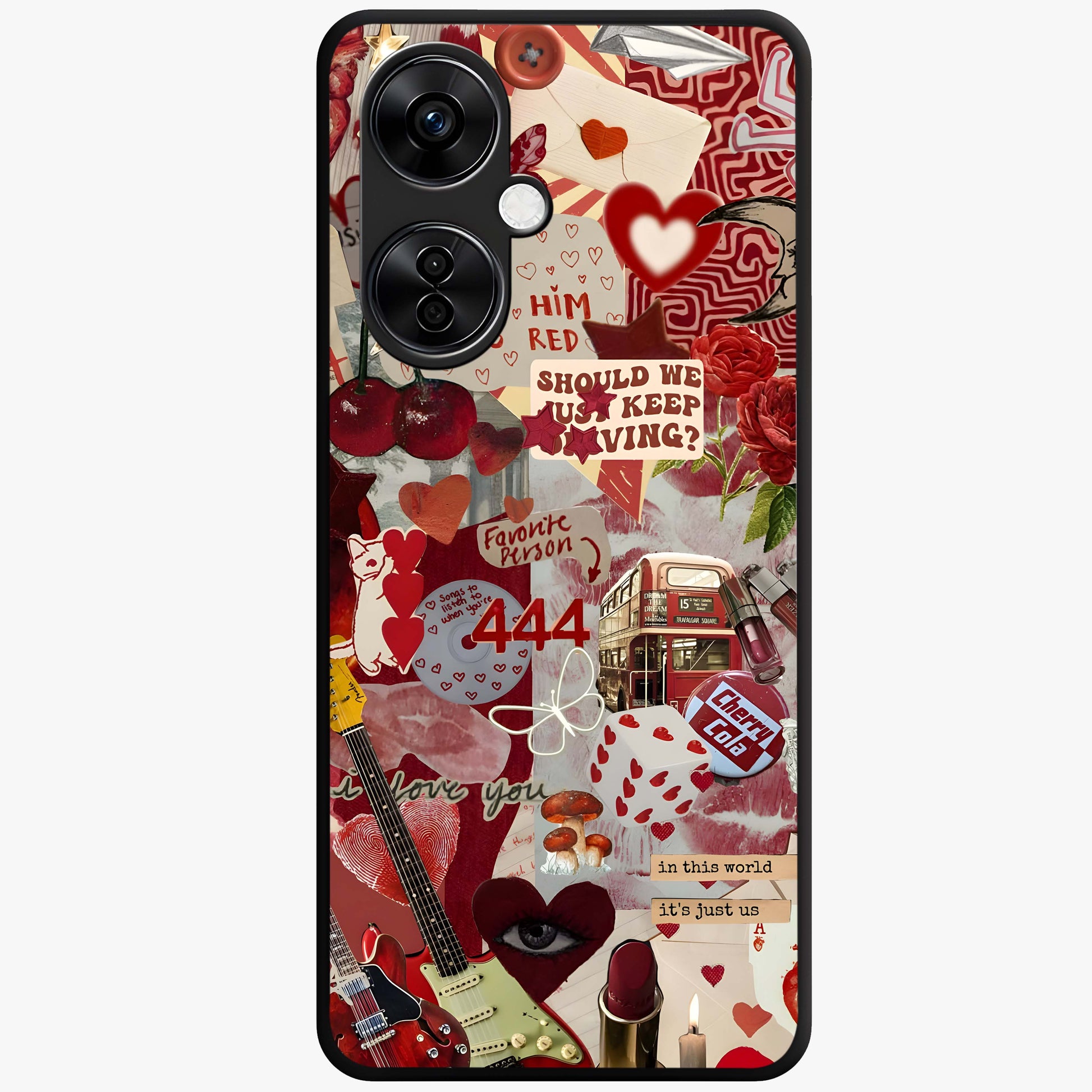Lover’S Red Chaos Glass Case for 1+Nord CE 3 Lite bold front view featuring intense red artistic artwork