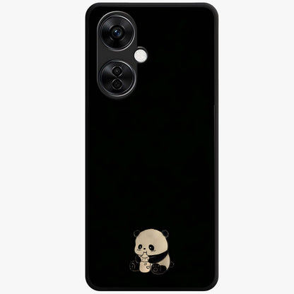 Midnight Panda Love Glass Case for 1+Nord CE 3 Lite adorable front view featuring cute panda artwork on dark background